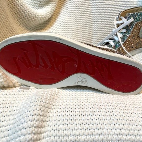 CHRISTIAN LOUBOUTIN BIP BIP WOMAN ORLATO FLAT GLITTER SNEAKERS - Picture 3 of 7